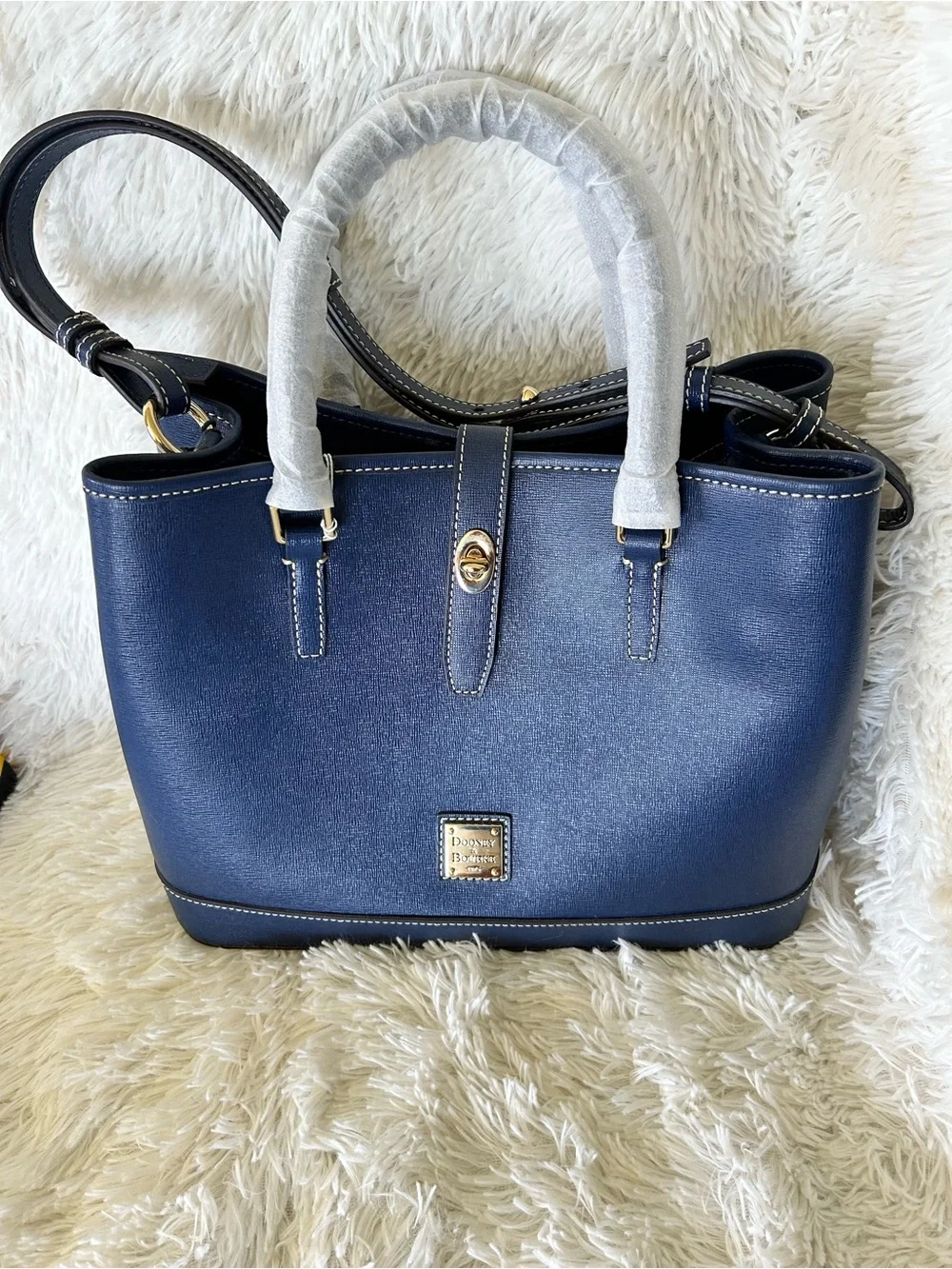 Dooney & Bourke Perry Saffiano Leather Satchel in Marine